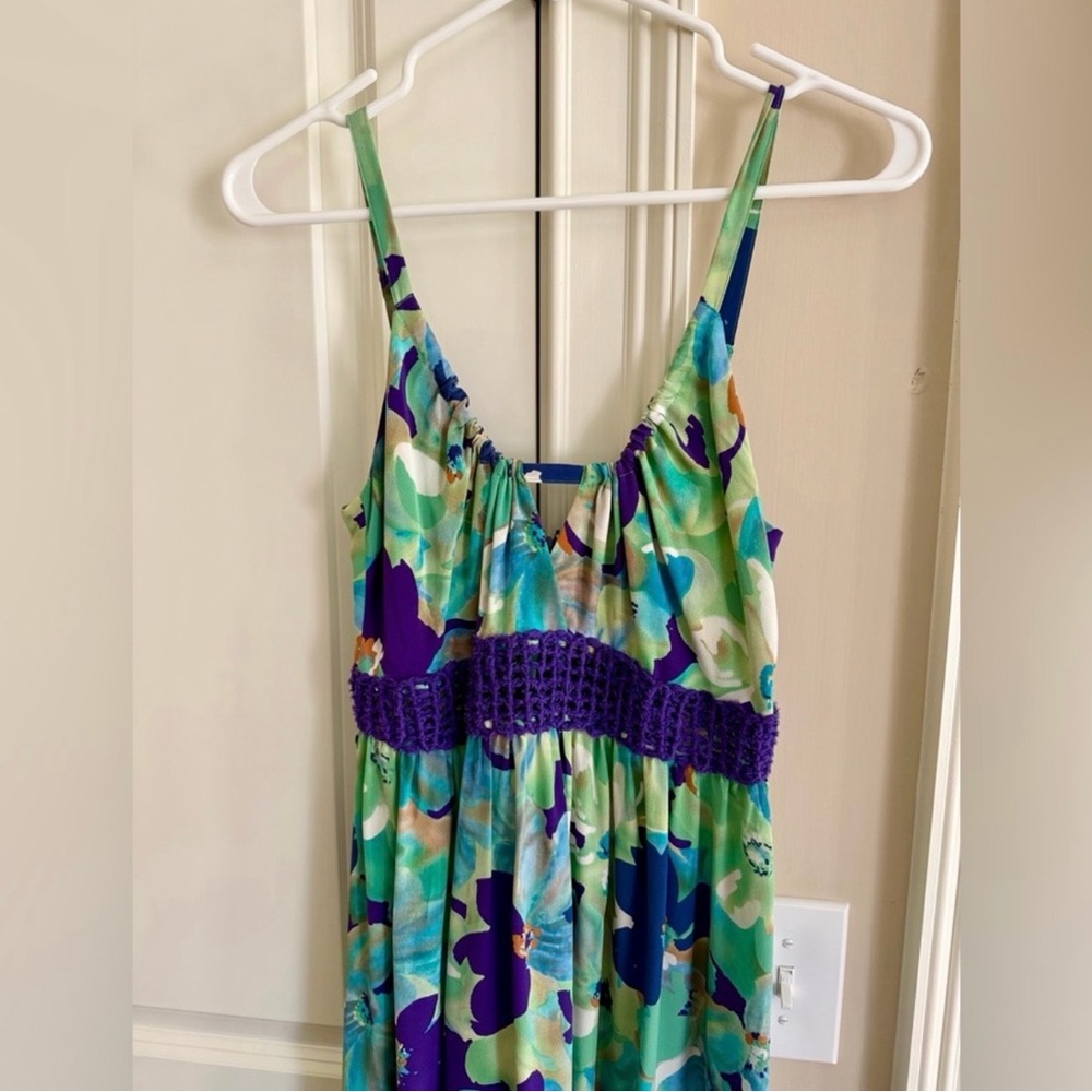 Like New 💚 Marciano Floral Maxi Dress Blue Green Purple Boho Summer Size S - Picture 3 of 9
